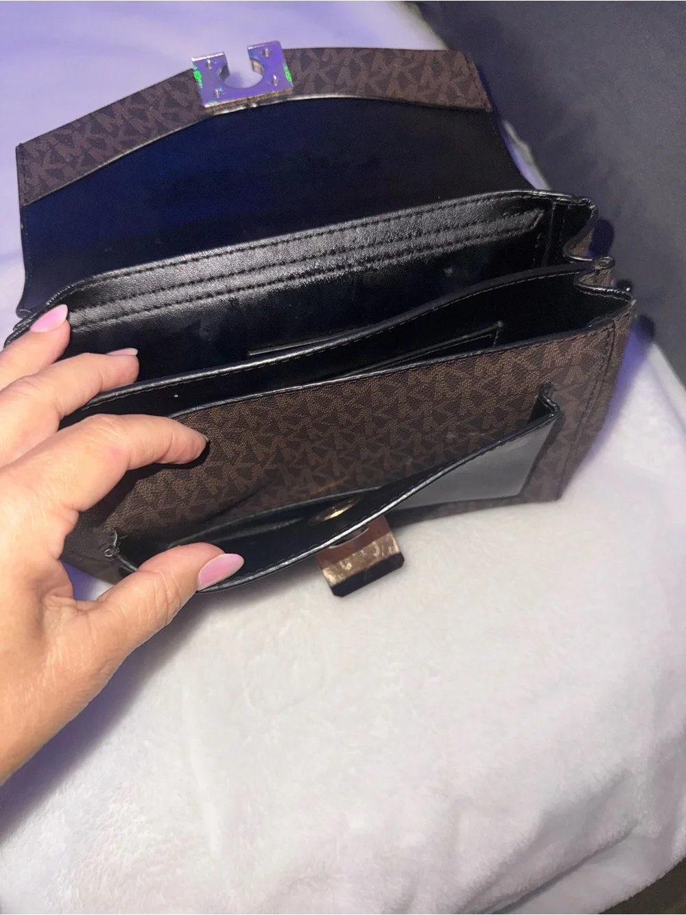 Michael Kors Brown Logo Chain Bag with Gold Hardware